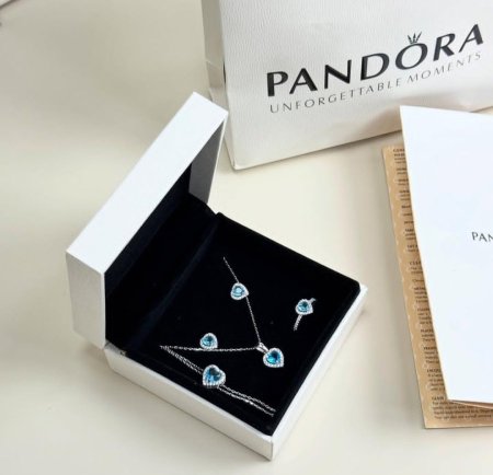 Set Pandora Sky Blue Heart | طقم باندورا قلب ازرق سماوي